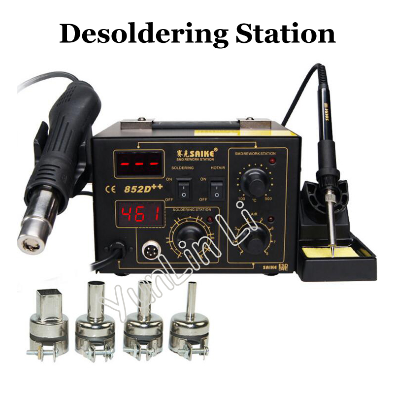 Smd Rework Station Hot Air Soldering 2 In 1 - Pantalla Digital de alta potencia 852D