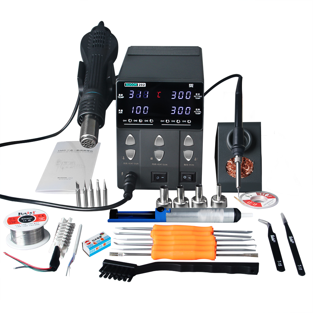 Smd Rework Station Hot Air Soldering 2 In 1 - SUGON-202-Estación de soldadura 2 en 1,