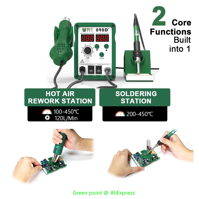 Smd Rework Station Hot Air Soldering 2 In 1 - BST-898D + pantalla LED 2 en