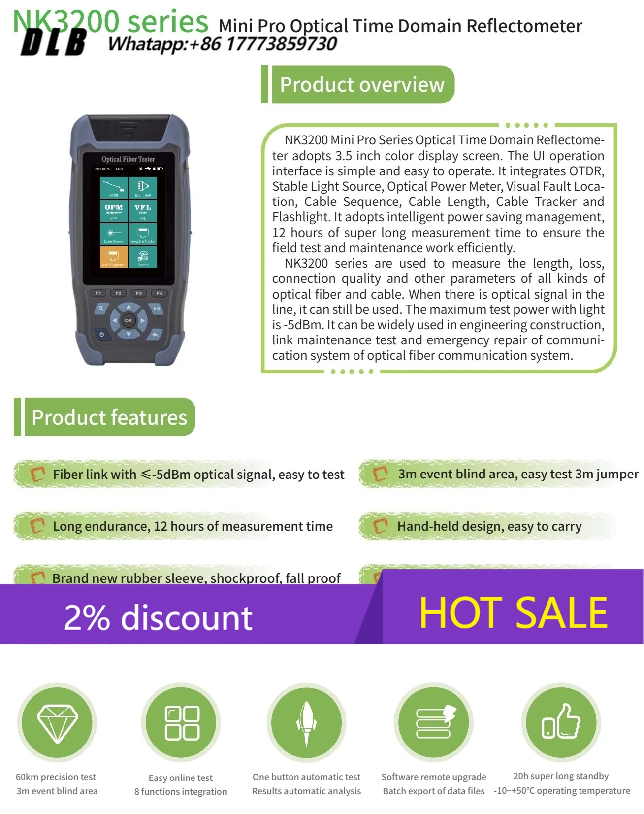 Optical Time Domain Reflectometer Otdr 1310 1550Nm - OTDR NK3200D, Reflectómetro Óptico en el