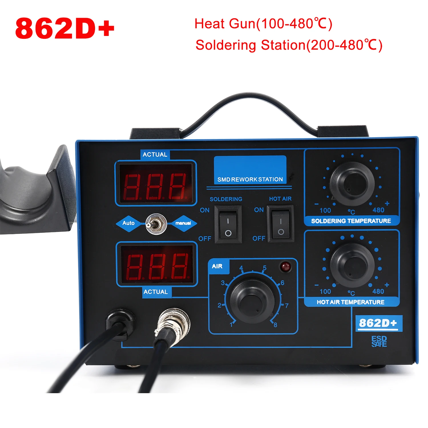 Estación de soldadura 862D+ 2  - Smd Rework Station Hot Air Soldering 2 In 1 reseña y precio