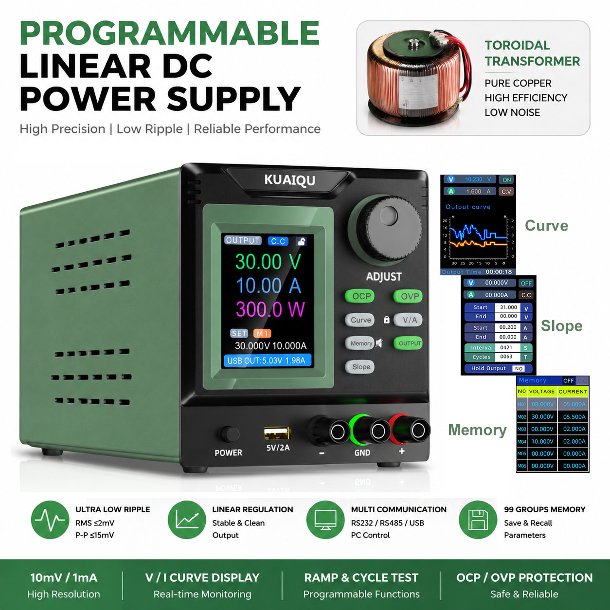 Fuente de alimentación lineal  - Programmable Linear Dc Power Supply 30V 10A reseña y precio