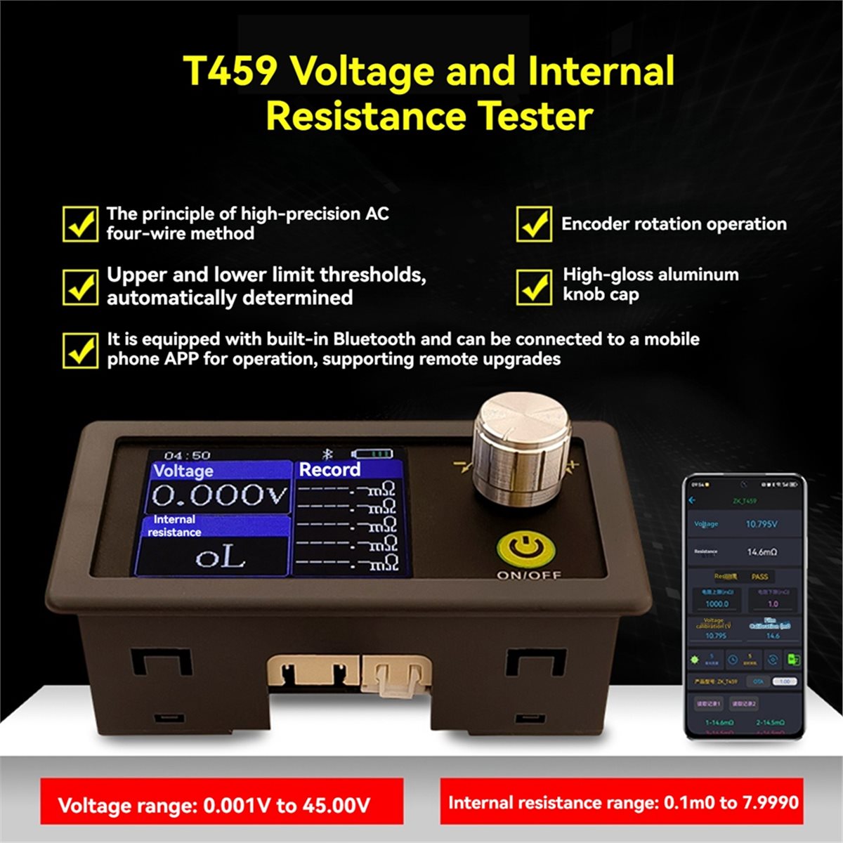 ABGN T459 DC 5V Probador de Re - Battery Internal Resistance Tester Four Wire reseña y precio